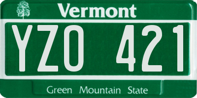 VT license plate YZO421