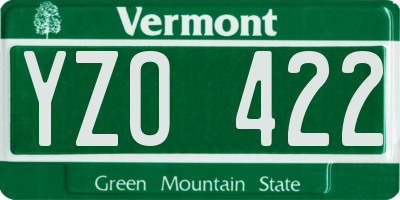 VT license plate YZO422