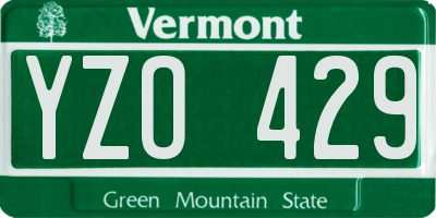 VT license plate YZO429