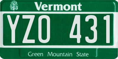 VT license plate YZO431