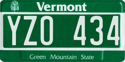 VT license plate YZO434