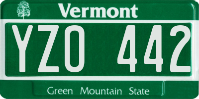 VT license plate YZO442