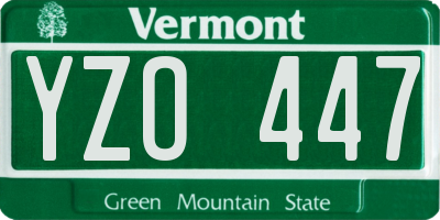 VT license plate YZO447