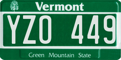 VT license plate YZO449