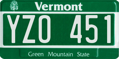 VT license plate YZO451