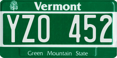 VT license plate YZO452