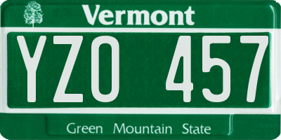 VT license plate YZO457