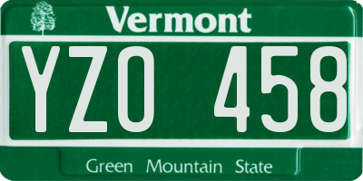 VT license plate YZO458