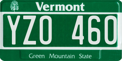 VT license plate YZO460