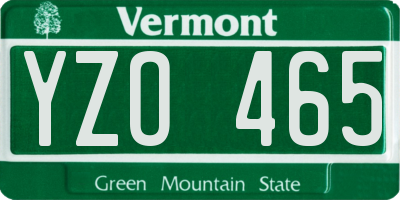 VT license plate YZO465
