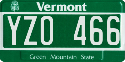 VT license plate YZO466