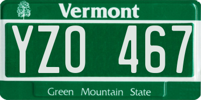 VT license plate YZO467