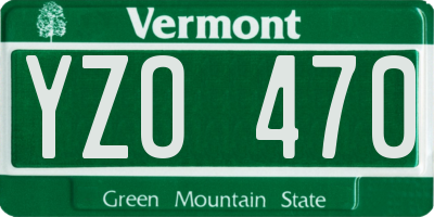 VT license plate YZO470