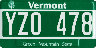 VT license plate YZO478