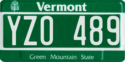 VT license plate YZO489
