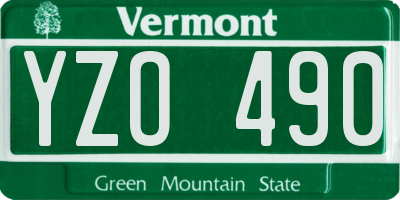VT license plate YZO490