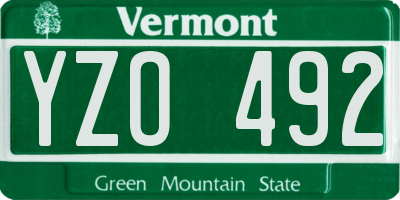 VT license plate YZO492
