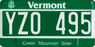 VT license plate YZO495
