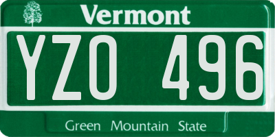 VT license plate YZO496
