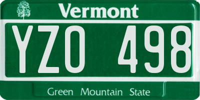 VT license plate YZO498
