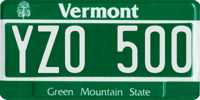 VT license plate YZO500