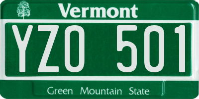 VT license plate YZO501