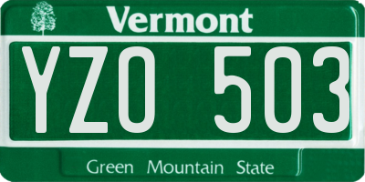 VT license plate YZO503