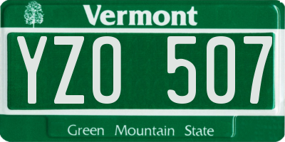 VT license plate YZO507