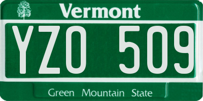 VT license plate YZO509