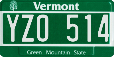 VT license plate YZO514