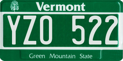 VT license plate YZO522