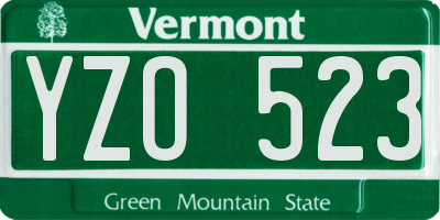 VT license plate YZO523