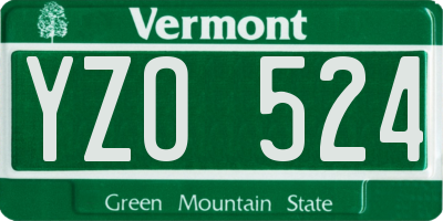 VT license plate YZO524
