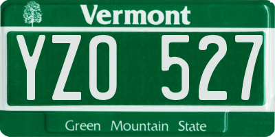 VT license plate YZO527