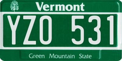 VT license plate YZO531