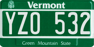 VT license plate YZO532