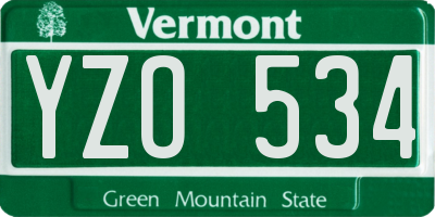 VT license plate YZO534