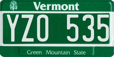 VT license plate YZO535