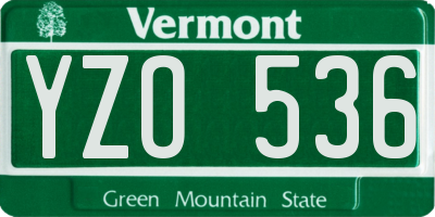 VT license plate YZO536