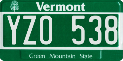 VT license plate YZO538