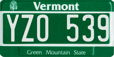VT license plate YZO539