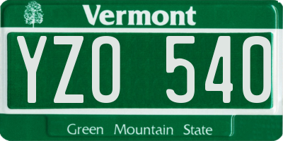 VT license plate YZO540