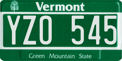 VT license plate YZO545