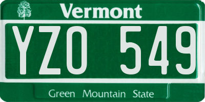 VT license plate YZO549