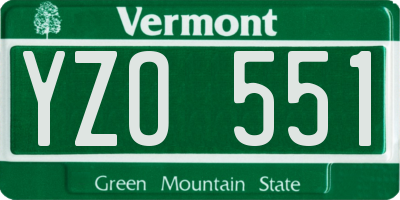 VT license plate YZO551