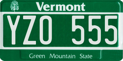 VT license plate YZO555