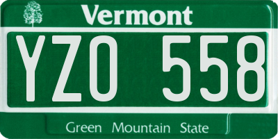 VT license plate YZO558