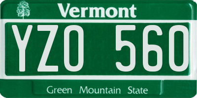 VT license plate YZO560