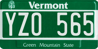 VT license plate YZO565