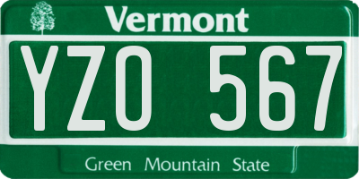 VT license plate YZO567